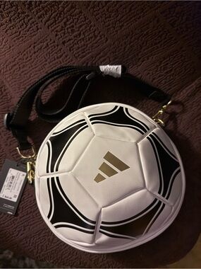 adidas White and Black Soccer Ball Crossbody Bag